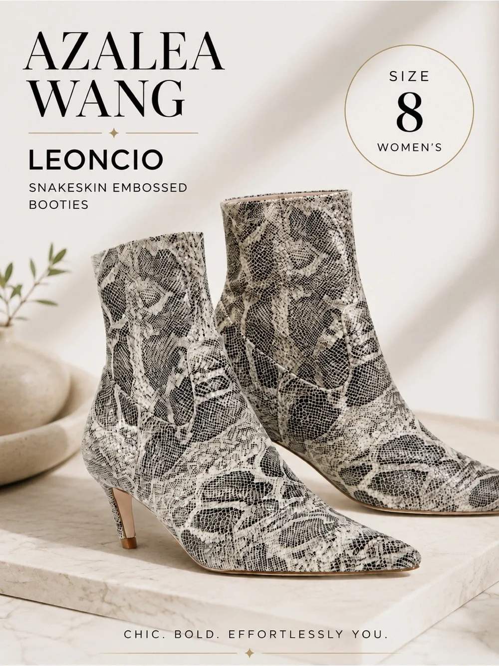 AZALEA WANG Leoncio Snakeskin Embossed mobwife sexy chic  Bootie (Women)/size 8